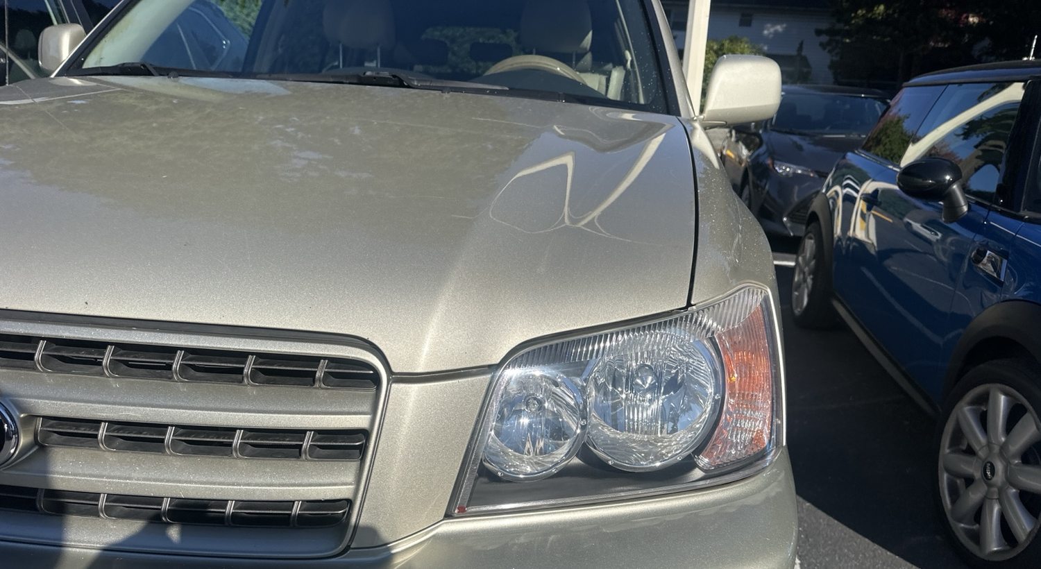 Same right vehicle headlight after restoration